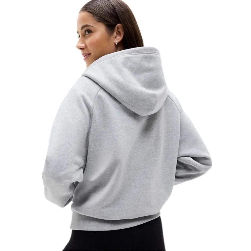 Athleta Easy Fleece 1/2 Zip Light Gray Hoodie Size Large NWT - Picture 2 of 6